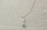 Sterling Silver Heart Charm Necklace with Crystal Bead Drop