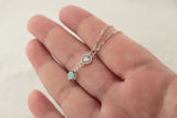 Sterling Silver Heart Charm Necklace with Crystal Bead Drop