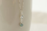 Sterling Silver Heart Charm Necklace with Crystal Bead Drop