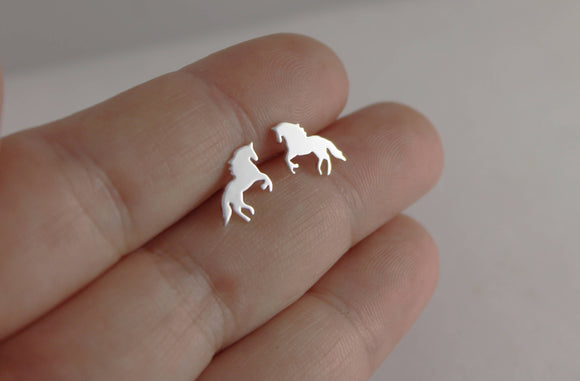 Handmade Horse Earrings • Sterling Silver • Equestrian Gift • Gift for Horse Girls • Pony Jewellery • Silver Horse Earrings