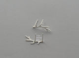 Double Post Antler Studs • Sterling Silver • Double Piercing Earrings • Ear Climber Studs • Antler Earrings • 925 Silver Earrings