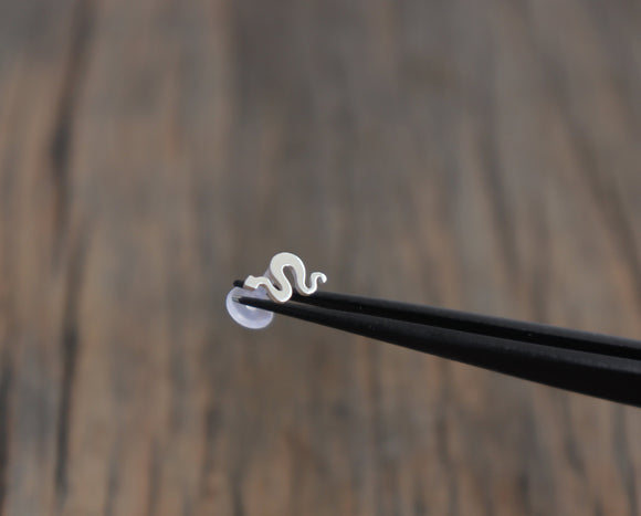 Snake Labret / Tragus Stud • Silver Snake Cartilage Jewelry • 16 Gauge • Hand Crafted in Sterling Silver