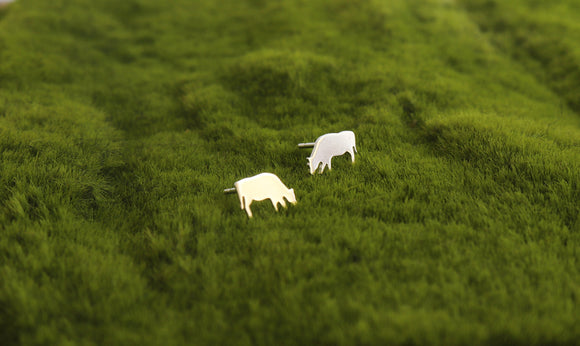 Grazing Cow Studs • Sterling Silver Handmade Cow Earrings • 925 Silver Ear Posts • Farm Girl Gift • Cow Jewelry • Farm Animal Jewelry