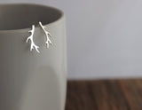 Silver Antler Earrings • Sterling Silver Handmade Antler Studs • Woodlandcore • Rustic Jewelry • Deer Studs • Gift for Her • Ear Climbers
