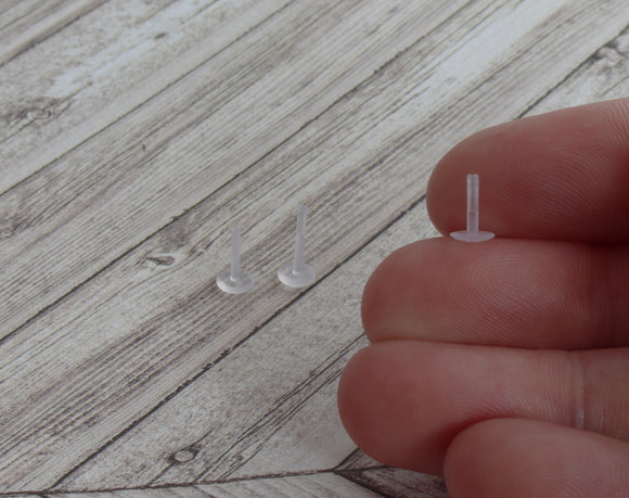 Extra Tragus Backs • 16 Gauge • Bioflex Style Push Fit Flat Back • Tragus/Labret/Monroe/Helix Plastic Fittings • 6 mm 8 mm 10 mm