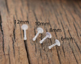 16 Gauge Bioplast Retainers • Clear Tragus/Labret Stud with Clear Top • Invisible Piercing • 1.2mm thick • 6 mm 8 mm 10 mm 12 mm lengths