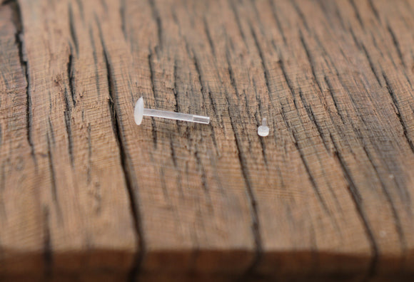 16 Gauge Bioplast Retainers • Clear Tragus/Labret Stud with Clear Top • Invisible Piercing • 1.2mm thick • 6 mm 8 mm 10 mm 12 mm lengths