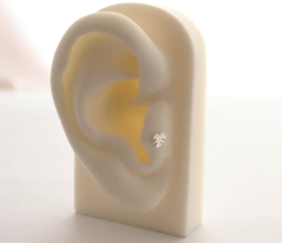 silver monstera leaf cut out stud