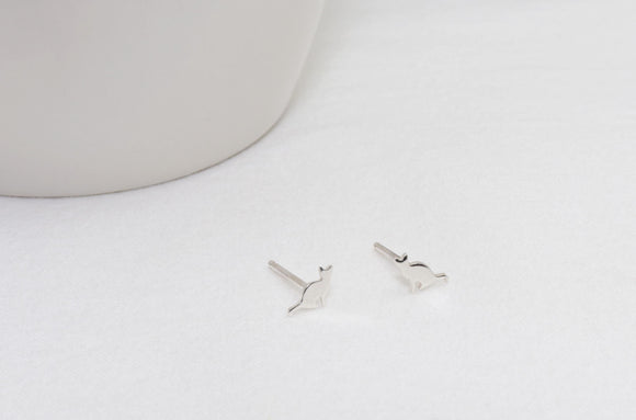 Dainty Little Silver Cat Studs • Sitting Cat Pose Earrings • Handmade • Sterling Silver • Cat Lover Gift • Tiny Silver Cat Studs 6mm