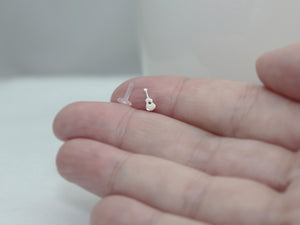 925 Silver • Teeny Tiny Acoustic Guitar Tragus Stud • Sterling Silver • 16 Gauge Bioplast Flat Back Push Fit • Guitar Jewelry • Handmade