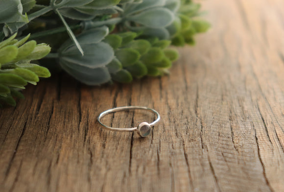 Thin band labradorite gemstone stacking ring in sterling silver