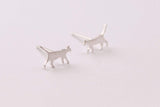 Silver Cat Stud Earrings, Walking Cat Studs - Sweet November Jewelry