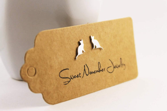 Silver Cat Studs - Sweet November Jewelry