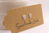 Silver Tropical Leaf Studs