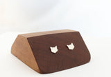 Sweet Cat Face Silver Studs