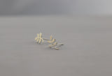 Silver Vine Leaf Stud Earrings - Sweet November Jewelry