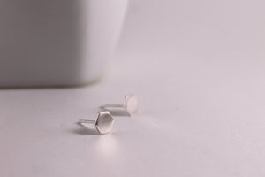 Silver Hexagon Studs