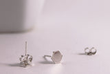 Silver Hexagon Studs