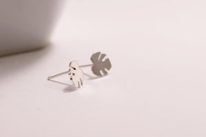 Silver Tropical Leaf Studs