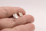 Silver Tropical Leaf Studs