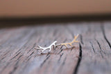 Rustic Sterling Silver Handmade Antler Stud Earrings